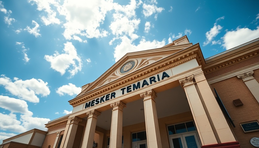 Mesker Amphitheatre facade under bright sky, revitalization concept.