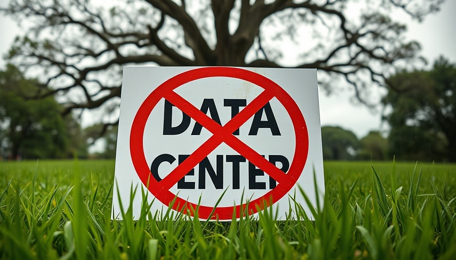 Hancock County data center proposal protest sign on grass.