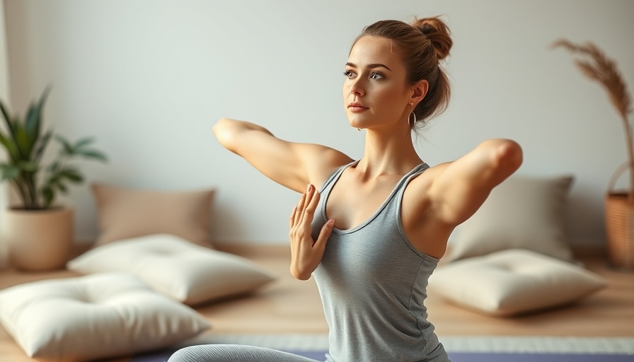 Woman practicing yoga in serene indoor space focused on fitness self-care.
