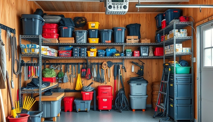 Organized garage for home projects and improvements with tools and storage.