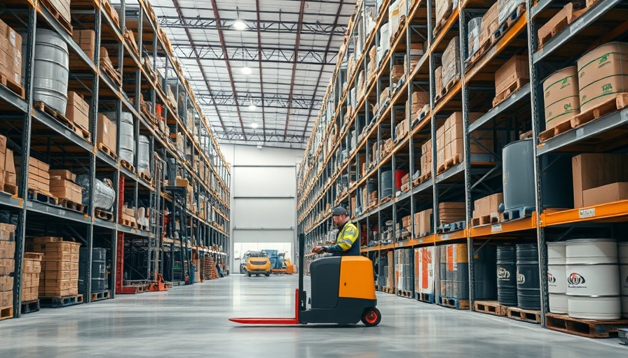 Organized warehouse with heavy duty metal shelving in use.