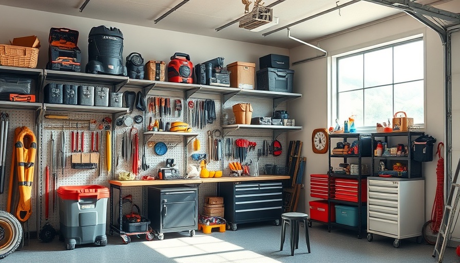 Organized garage shelving with tools and equipment for home projects improvements.