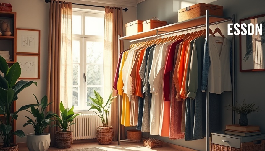 Elegant wardrobe organization in a cozy home interior.