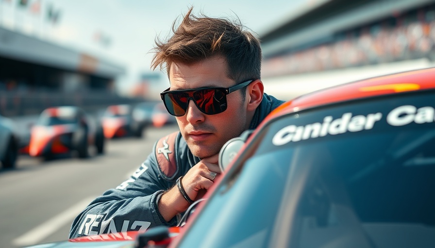 Chase Briscoe NASCAR pole position 2025, race car driver leaning on car.