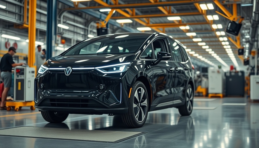 Electric vehicle in Indiana factory, highlighting tax credit uncertainty.