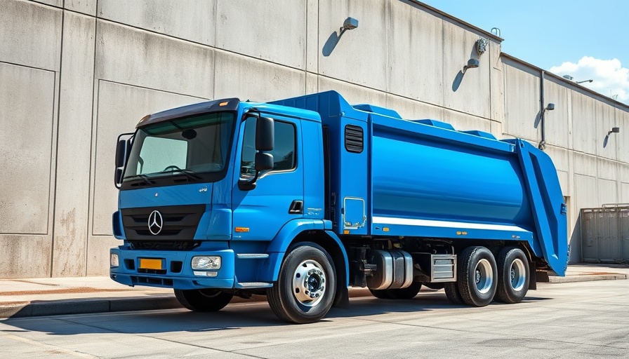 Blue waste management truck parked, Indiana waste management acquisition.