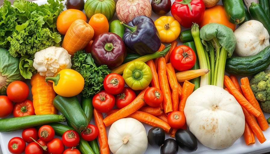 Colorful vegetable assortment on a white tablecloth, ketogenic diet display.