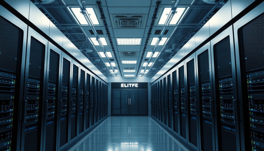 Interior of a modern data center with rows of server racks.