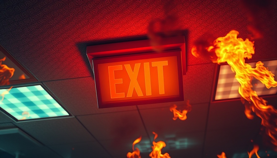 Emergency exit sign with flames nearby, illustrating ADHD sensory processing challenges.