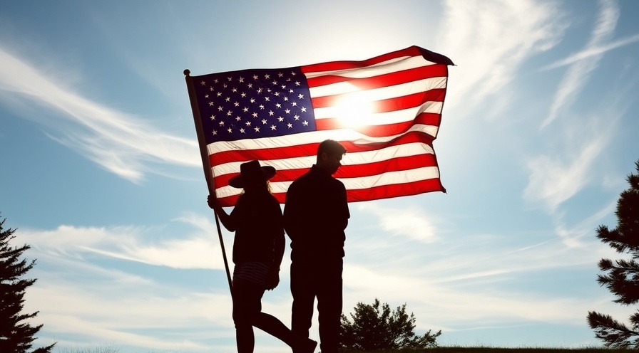 Silhouetted figures proudly holding American flags, symbolizing holistic wellness programs for military veterans.