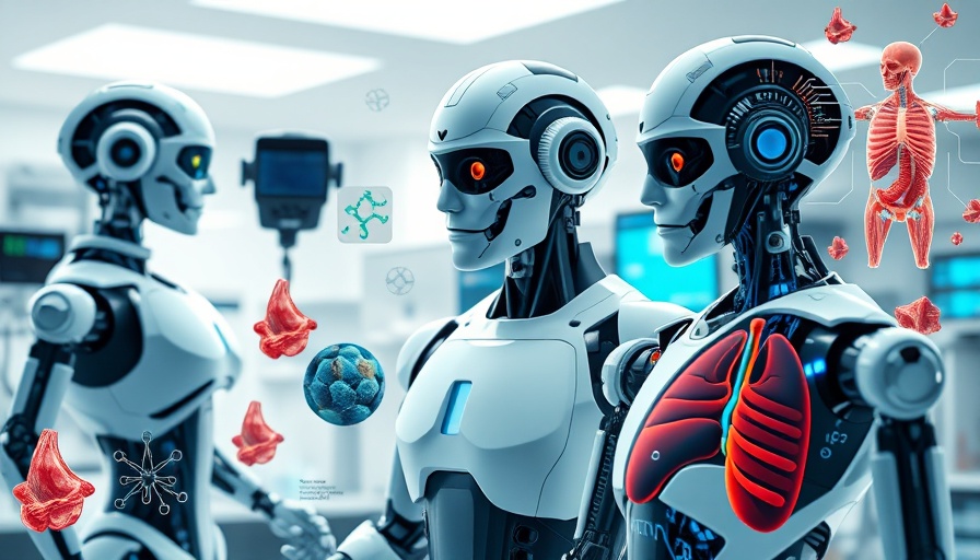3D models of AI in healthcare with medical and molecular designs.