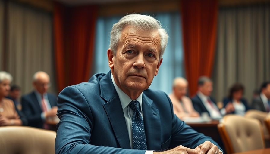 Older man in blue suit at a conference, vaccine advisers conflicts of interest theme.