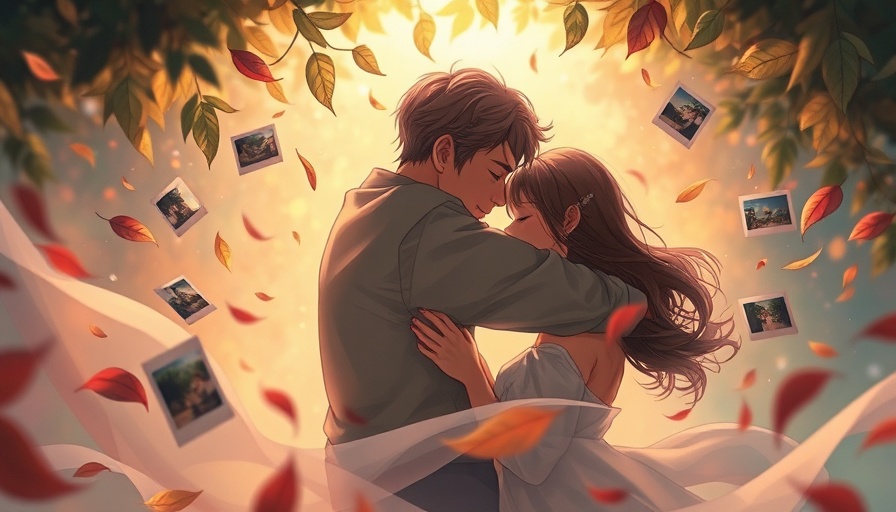 Illustrative scene of savoring relationships with embracing figures.