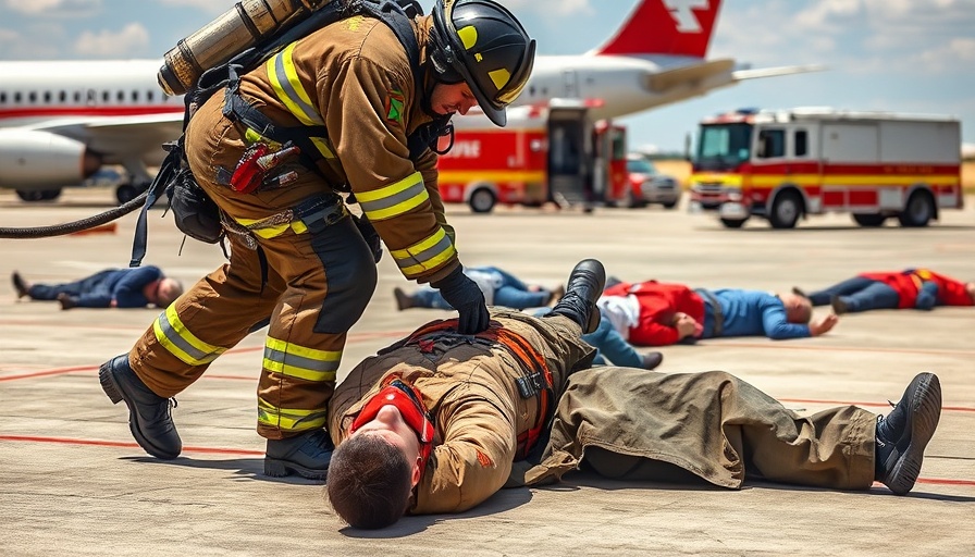 Firefighter aiding victim in Fayetteville airport plane crash drill