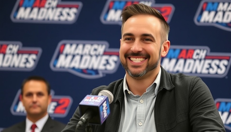 Casual man at press conference for NC State basketball coaching news