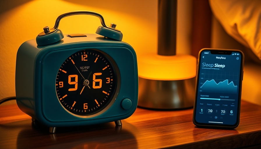 Vintage clock and phone on nightstand - screens and sleep focus.