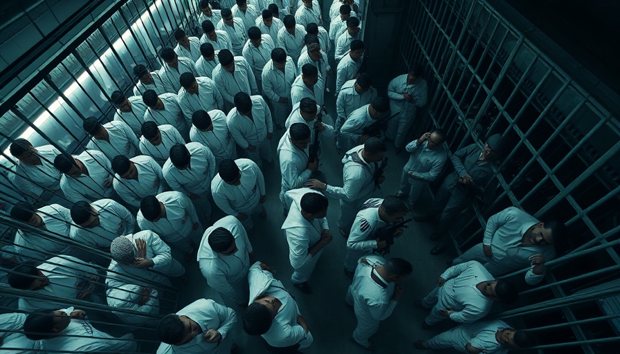 Controversial deportation scene in a secured facility with guards