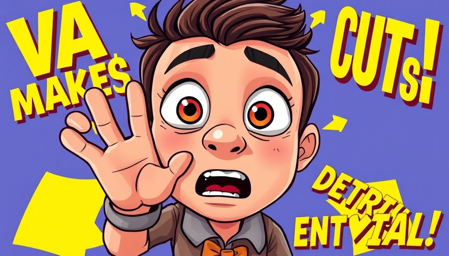 Cartoon image highlighting VA education benefits cuts, shocked expression.