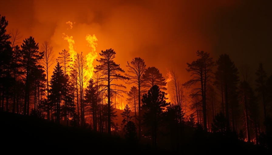 Wildfires in western North Carolina, dense forest at night.