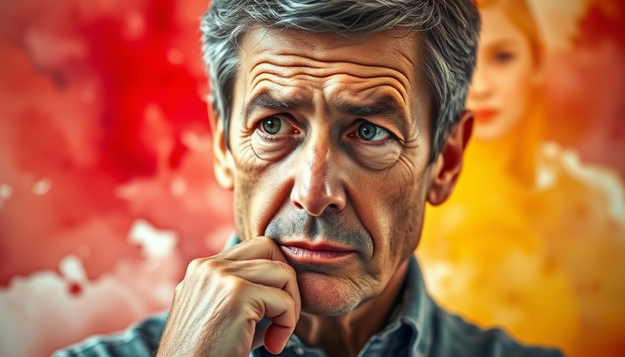 Meditative man in watercolor portrait reflecting on anxiety