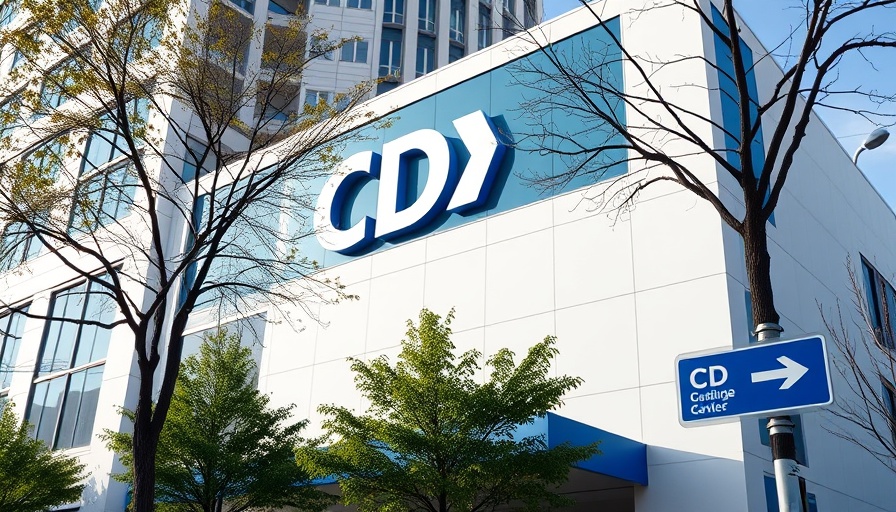 CDC headquarters sign with building in background, daytime.