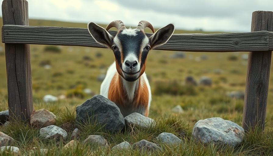 Curious goat peeking through wooden fence for checking fences' importance.