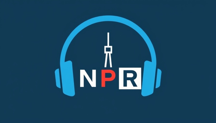 NPR logo with blue headphones and radio tower design.