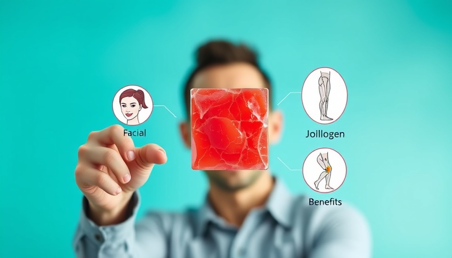 Excited person points to collagen-rich benefits illustration.