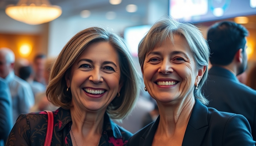 Two women smiling at an event, latest developments in health and wellness news.