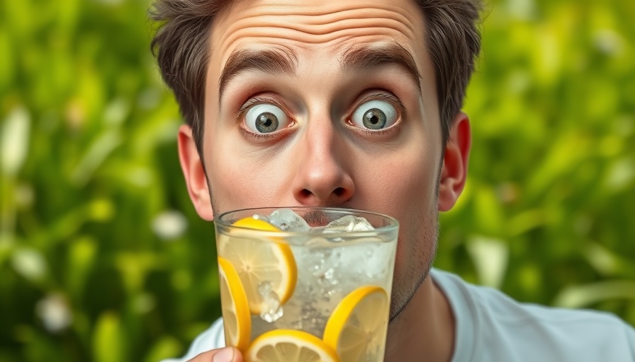 Surprised man with lemon water highlighting daily lemon water benefits
