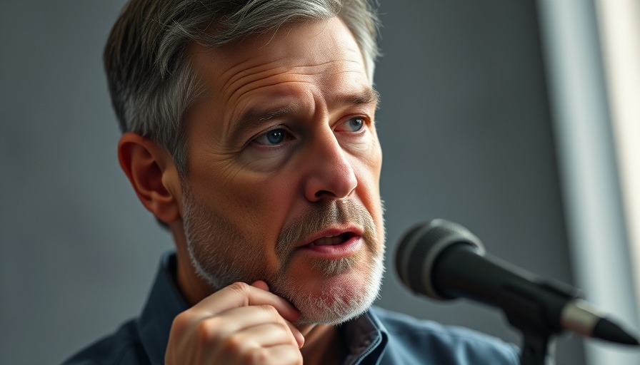 Mature man discussing intermittent fasting benefits, blurred background.