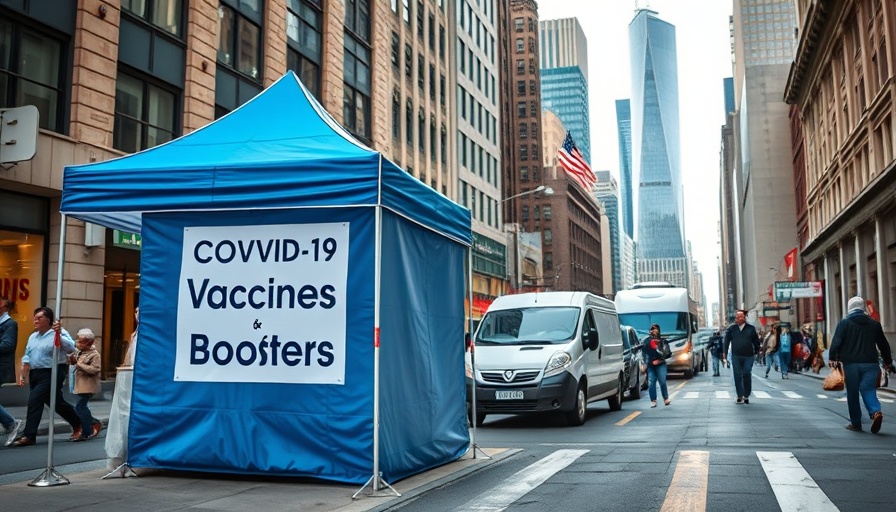 Stricter FDA policy for COVID vaccines reflected in urban vaccination tent.