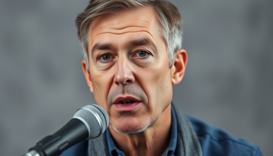 Man discussing zinc deficiency effects on health, soft gray background.