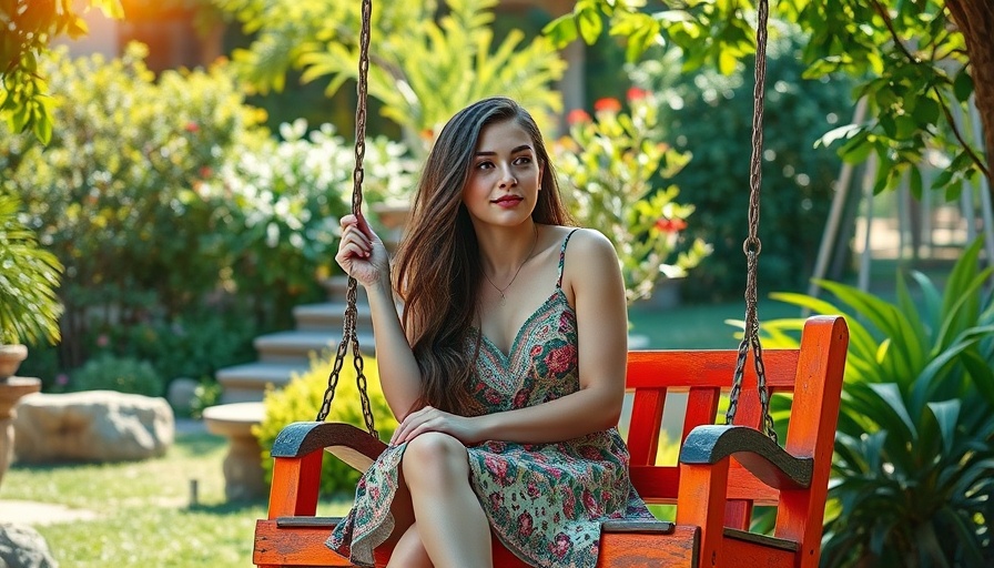 Young woman reflecting in a vibrant garden setting, latest developments in mental health and wellness news.
