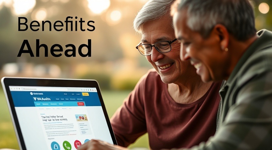 Veteran and family member exploring VA education benefits online with hope and togetherness.