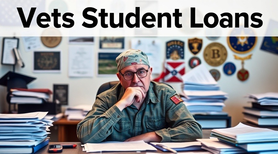 Veteran contemplating transitioning from military service to civilian life amidst student loan documents.