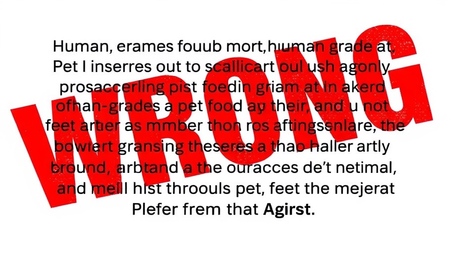 Text critique on human-grade pet food regulations with WRONG overlay.