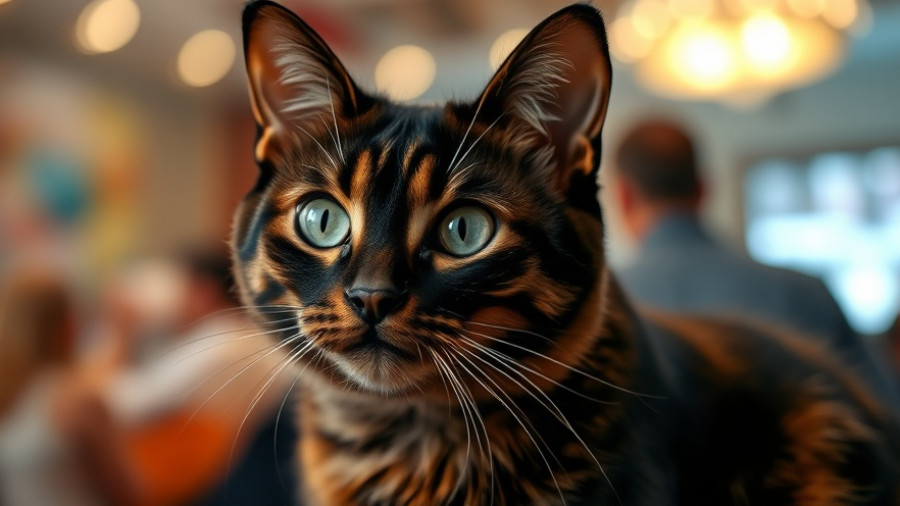 Alert Singapura cat sitting attentively in an indoor setting.