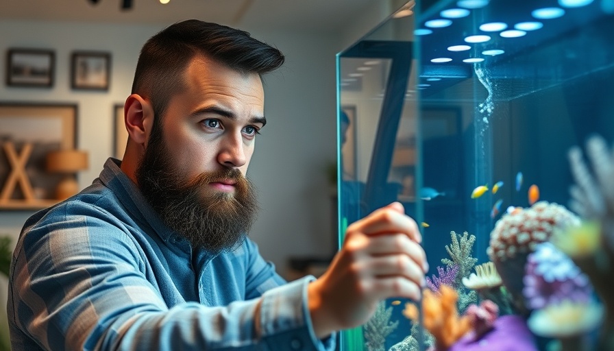 Using Good Bacteria in Your Aquarium: Man cleaning a vibrant aquarium.