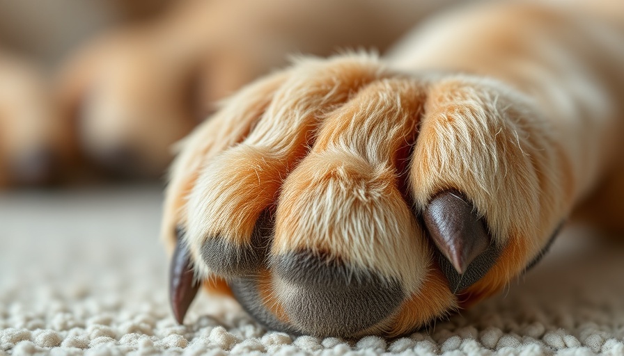 Close-up of a dog's paw promoting natural remedies for yeast.