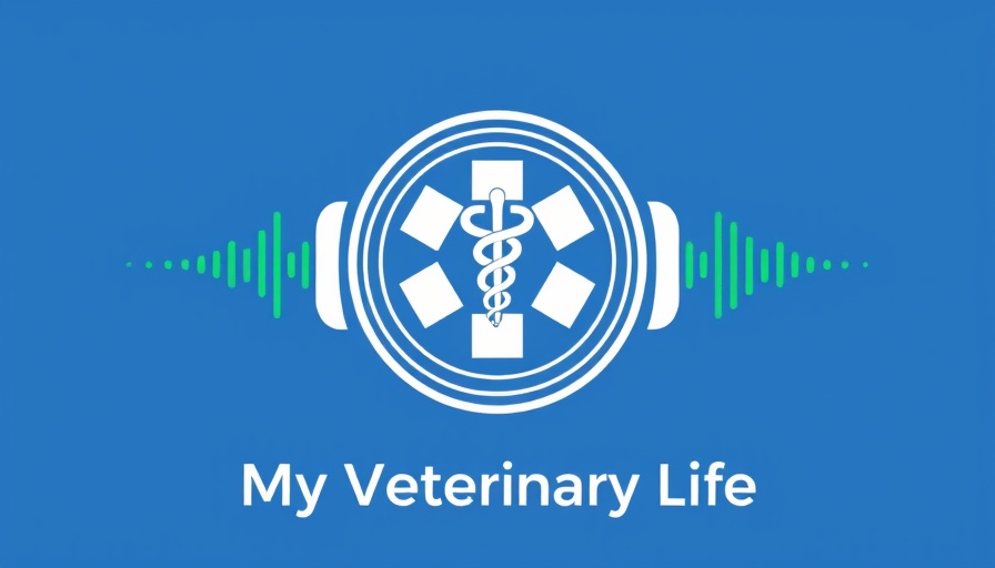 Veterinary podcast logo featuring a medical emblem with sound waves.
