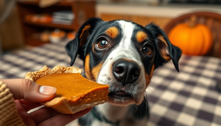 Curious dog sniffing pumpkin pie indoors, can dogs eat pumpkin?
