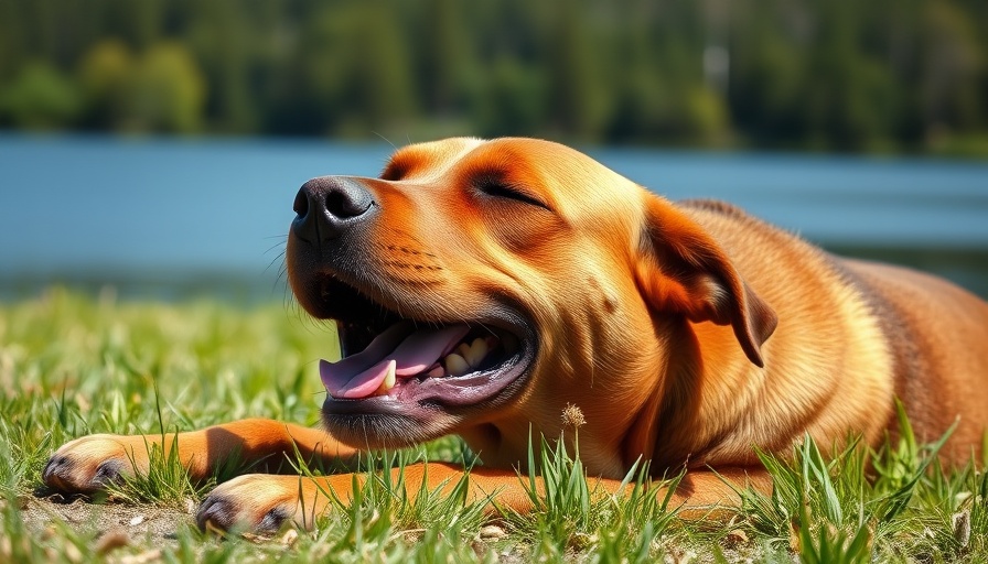 Dog yawning peacefully in sunlight, Can Dogs Get a Sunburn.