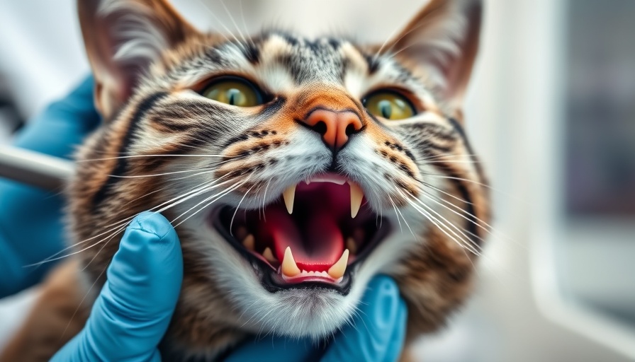 Veterinarian examining pale gums in a cat