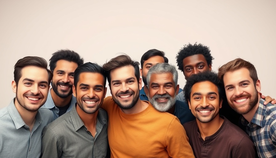 Group of men posing with dynamic expressions, studio setting.