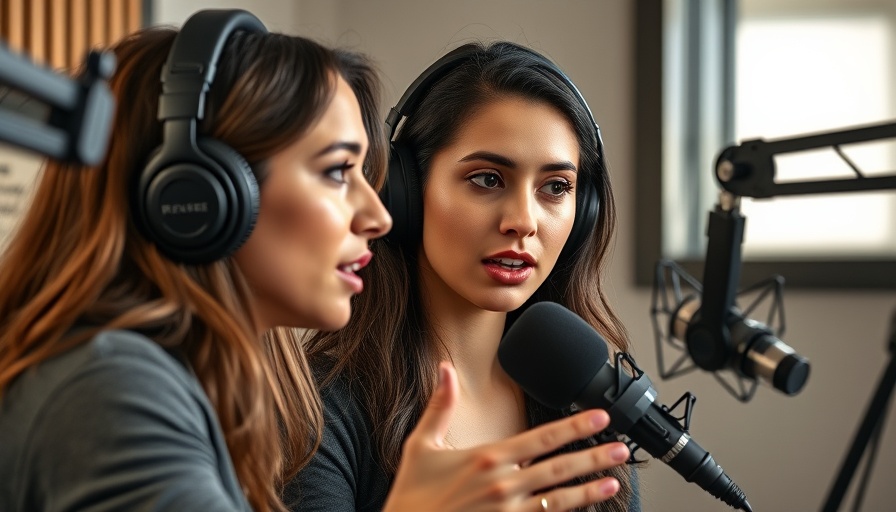 Focused woman at podcast desk discussing creatine benefits.
