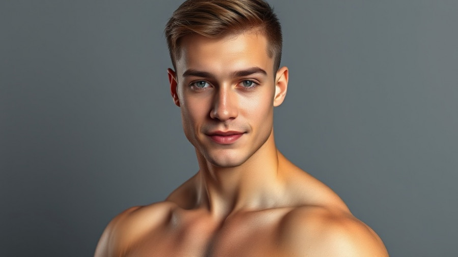 Athletic young man showcasing physique in a studio setting