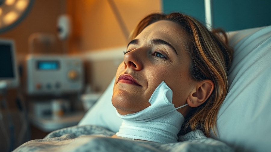 Facelift for 28 year olds, patient post-surgery resting.