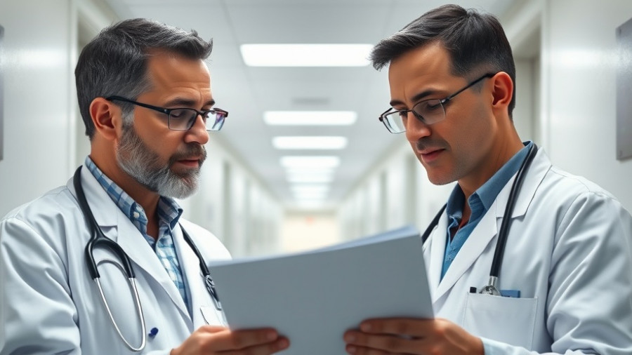 Doctors discussing plastic surgery misconceptions in hospital corridor.