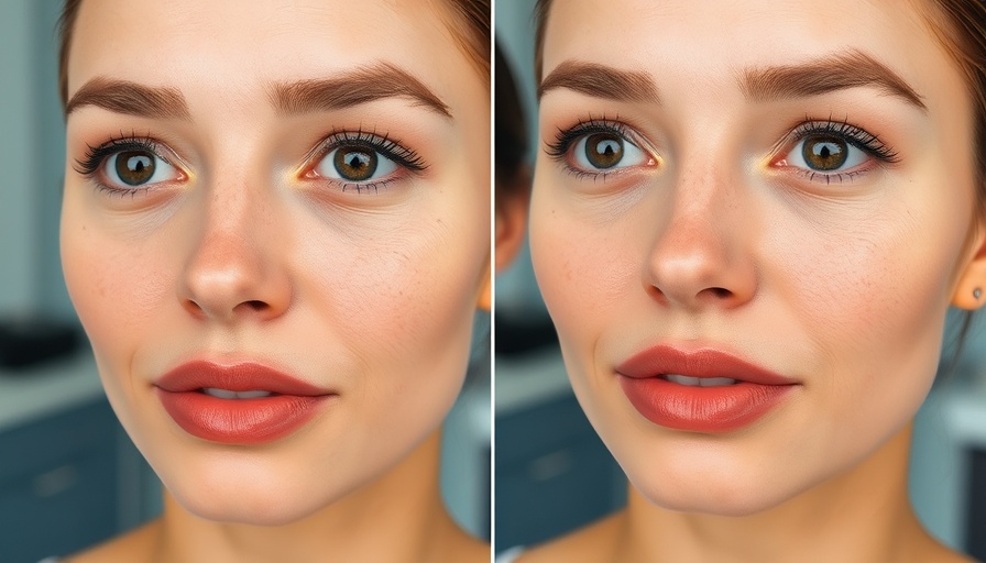 Before and after nanofat grafting results on female face.